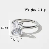 925 Sterling Silver Zircon Square Heart Shape Rings sku image 15