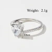 925 Sterling Silver Zircon Square Heart Shape Rings sku image 7