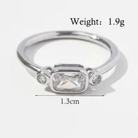 925 Sterling Silver Zircon Square Heart Shape Rings sku image 2
