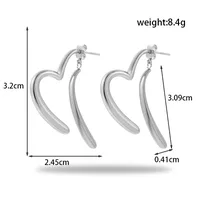 1 Pair IG Style Simple Style C Shape Geometric Heart Shape Plating 304 Stainless Steel Earrings sku image 5