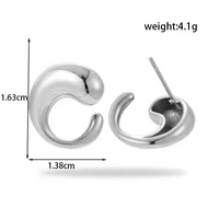 1 Pair IG Style Simple Style C Shape Geometric Heart Shape Plating 304 Stainless Steel Earrings sku image 2