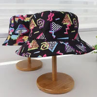 Unisex Streetwear Cartoon Printing Hollow Out Flat Eaves Bucket Hat main image 1