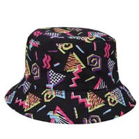 Unisex Streetwear Cartoon Printing Hollow Out Flat Eaves Bucket Hat main image 4