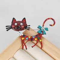 Cute Retro Cat Alloy Enamel Plating Inlay Zircon Women's Brooches sku image 1