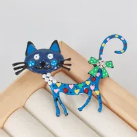 Cute Retro Cat Alloy Enamel Plating Inlay Zircon Women's Brooches sku image 2