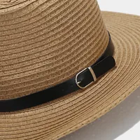 Women's Retro Ethnic Style Solid Color Crimping Straw Hat main image 3