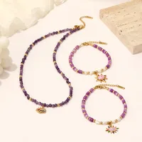 Wholesale Jewelry Casual Simple Style Eye Stainless Steel Titanium Steel Zircon Gold Plated Plating Bracelets Necklace main image 5