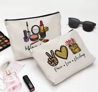 Basic Heart Shape Linen Square Makeup Bags main image 1