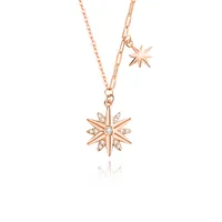 925 Sterling Silver Zircon Cable Chain Plating Inlay Star Pendant Necklace main image 3