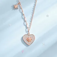 925 Sterling Silver Zircon Cable Chain Plating Inlay Star Heart Shape Pendant Necklace main image 6