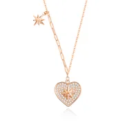 925 Sterling Silver Zircon Cable Chain Plating Inlay Star Heart Shape Pendant Necklace main image 4