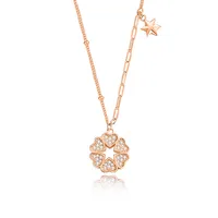 925 Sterling Silver Zircon Cable Chain Inlay Heart Shape Pendant Necklace main image 4