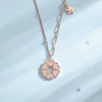 925 Sterling Silver Zircon Cable Chain Inlay Heart Shape Pendant Necklace main image 7