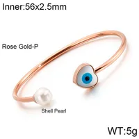 Elegant Simple Style Devil's Eye Heart Shape Stainless Steel 18K Gold Plated Artificial Pearls Bangle In Bulk sku image 6
