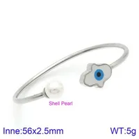 Elegant Simple Style Devil's Eye Heart Shape Stainless Steel 18K Gold Plated Artificial Pearls Bangle In Bulk sku image 2