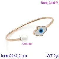 Elegant Simple Style Devil's Eye Heart Shape Stainless Steel 18K Gold Plated Artificial Pearls Bangle In Bulk sku image 12
