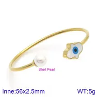 Elegant Simple Style Devil's Eye Heart Shape Stainless Steel 18K Gold Plated Artificial Pearls Bangle In Bulk sku image 8