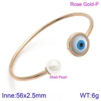 Elegant Simple Style Devil's Eye Heart Shape Stainless Steel 18K Gold Plated Artificial Pearls Bangle In Bulk sku image 10