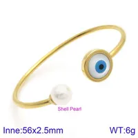 Elegant Simple Style Devil's Eye Heart Shape Stainless Steel 18K Gold Plated Artificial Pearls Bangle In Bulk sku image 9