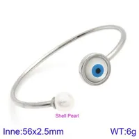 Elegant Simple Style Devil's Eye Heart Shape Stainless Steel 18K Gold Plated Artificial Pearls Bangle In Bulk sku image 3