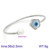 Elegant Simple Style Devil's Eye Heart Shape Stainless Steel 18K Gold Plated Artificial Pearls Bangle In Bulk sku image 4
