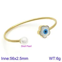 Elegant Simple Style Devil's Eye Heart Shape Stainless Steel 18K Gold Plated Artificial Pearls Bangle In Bulk sku image 7