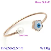 Elegant Simple Style Devil's Eye Heart Shape Stainless Steel 18K Gold Plated Artificial Pearls Bangle In Bulk sku image 11