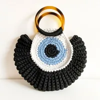 Women's Medium Polyester Devil's Eye Vintage Style Shell Lock Clasp Handbag Dome Bag sku image 5