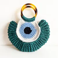 Women's Medium Polyester Devil's Eye Vintage Style Shell Lock Clasp Handbag Dome Bag main image 4