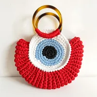 Women's Medium Polyester Devil's Eye Vintage Style Shell Lock Clasp Handbag Dome Bag main image 5