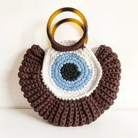 Women's Medium Polyester Devil's Eye Vintage Style Shell Lock Clasp Handbag Dome Bag sku image 4