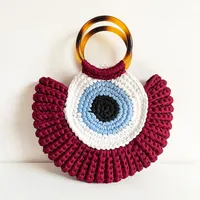 Women's Medium Polyester Devil's Eye Vintage Style Shell Lock Clasp Handbag Dome Bag sku image 6