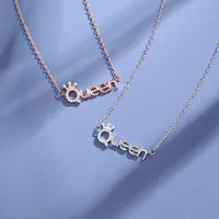 925 Sterling Silver Zircon Cable Chain Polishing Plating Inlay Letter Crown Necklace main image 1