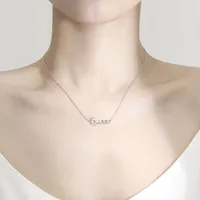 925 Sterling Silver Zircon Cable Chain Polishing Plating Inlay Letter Crown Necklace main image 4