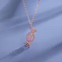 925 Sterling Silver Cable Chain Polishing Plating Zircon Candy Pendant Necklace main image 6