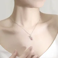 925 Sterling Silver Cable Chain Polishing Plating Zircon Candy Pendant Necklace main image 4