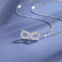 925 Sterling Silver Zircon Cable Chain Polishing Plating Inlay Love Infinity Necklace main image 5