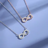 925 Sterling Silver Zircon Cable Chain Polishing Plating Inlay Love Infinity Necklace main image 1