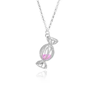925 Sterling Silver Cable Chain Polishing Plating Zircon Candy Pendant Necklace sku image 2