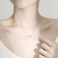 925 Sterling Silver Zircon Cable Chain Polishing Plating Inlay Love Infinity Necklace main image 4