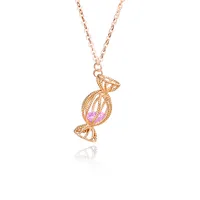 925 Sterling Silver Cable Chain Polishing Plating Zircon Candy Pendant Necklace sku image 1