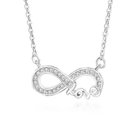 925 Sterling Silver Zircon Cable Chain Polishing Plating Inlay Love Infinity Necklace main image 3