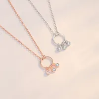 Simple Style Circle Sterling Silver Polishing Plating Inlay Zircon Pendant Necklace main image 1