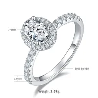 925 Sterling Silver Moissanite Oval Rings main image 8