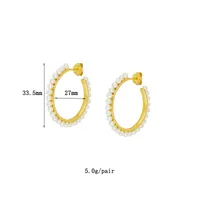 1 Pair Ig Style French Style Modern Style Round Plating Inlay Copper Pearl Zircon 18k Gold Plated Ear Cuffs Earrings Ear Studs main image 8