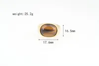 Retro Oval Titanium Steel Inlay Tiger Eye Men's Rings main image 6