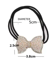 Women's Sweet Bow Knot Rhinestone Plating Inlay Artificial Pearls Hair Tie main image 5