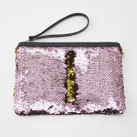Women's Small Satin Sequins Vintage Style Square Zipper Cosmetic Bag Wash Bag sku image 8