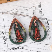 1 Pair Retro Color Block Printing Wood Drop Earrings main image 2