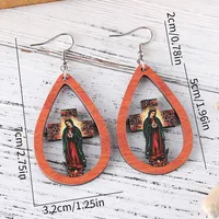 1 Pair Retro Color Block Printing Wood Drop Earrings main image 9